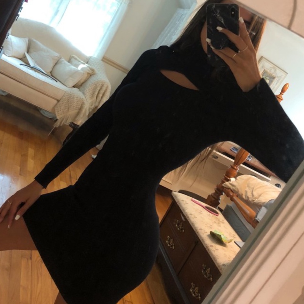 NWOT sexy black turtleneck sweater dress